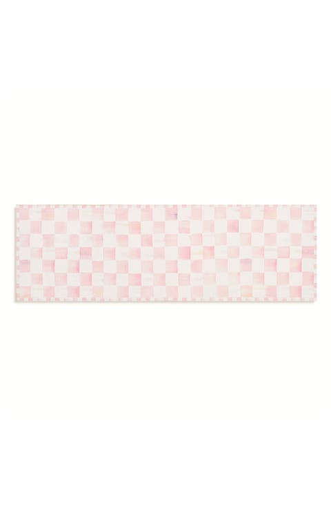 Rosy Checkerboard Machine Washable Runner Rug