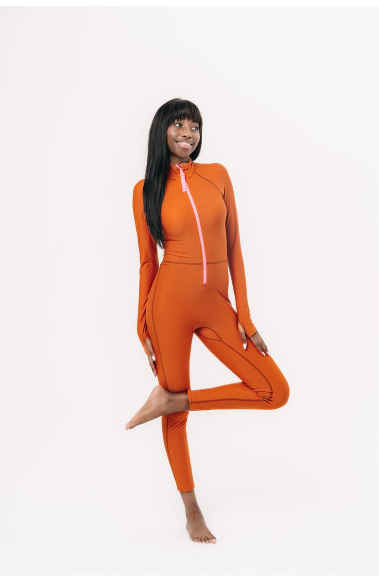 TUTUBLUE Women's Full-Body One-Piece Swimsuit - UPF 50+, Main, color, Burnt Copper