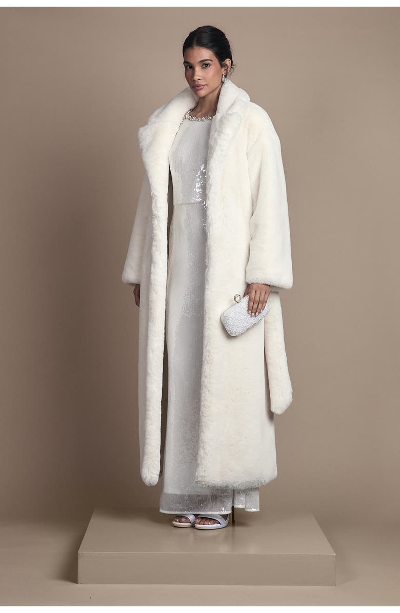 Coast Occasion Belted Longline Fur Coat, Alternate, color, Ivory
