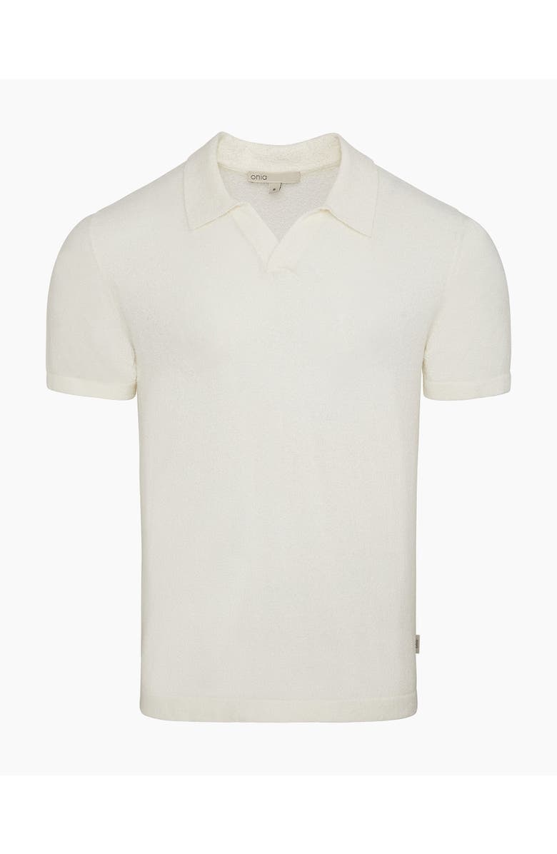 Onia Boucle Knit Johnny Polo, Alternate, color, Egret