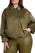 ELOQUII Faux Suede Bomber Jacket
