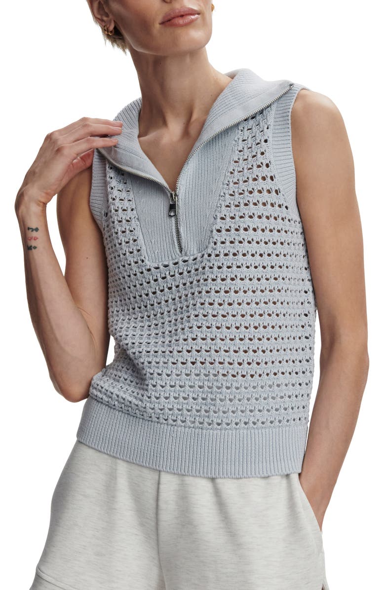 Varley Bains Half Zip Sweater Tank, Main, color, Plein Blue