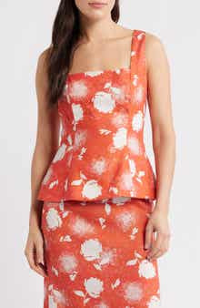 Mina Abstract Floral Peplum Top