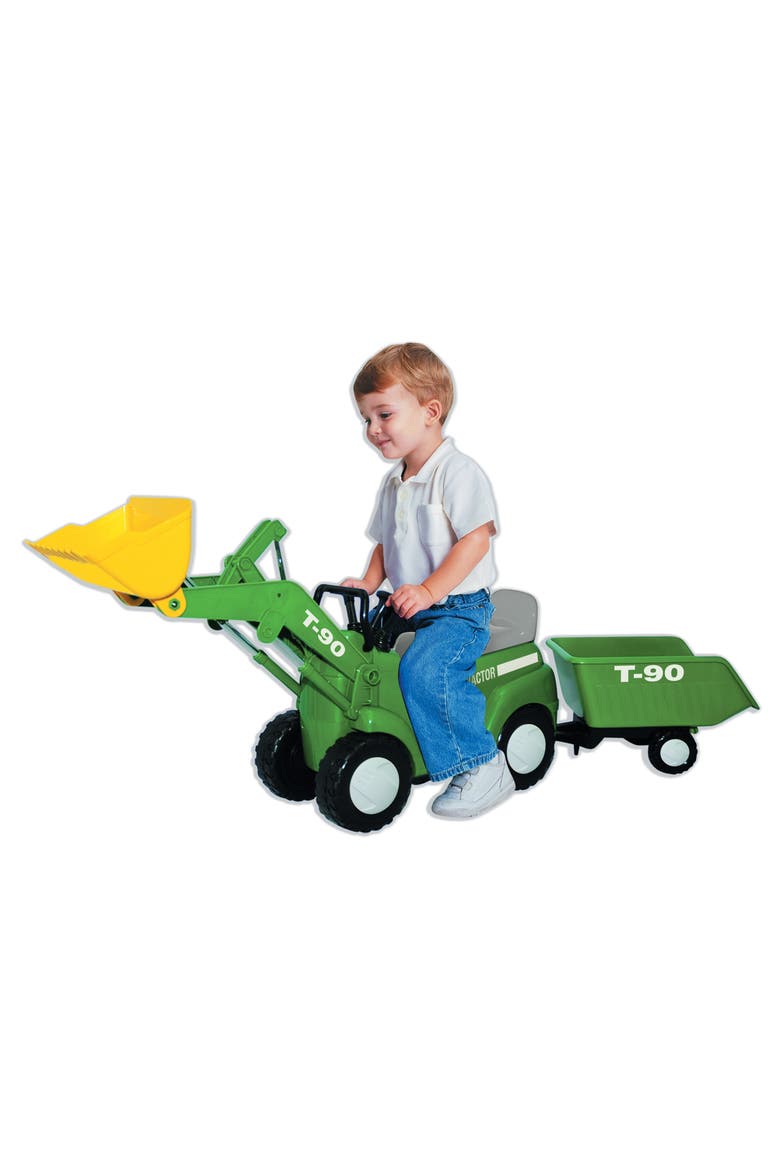 Farm Tractor With Big Scoop And Trailer Ride On, Main, color, Multicolored