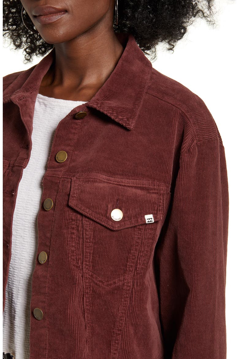 Boy Toy Corduroy Crop Trucker Jacket, Alternate, color, COCO BERRY