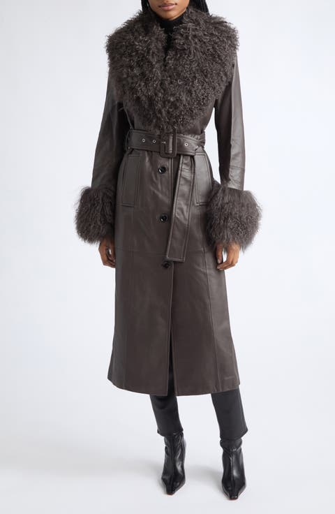 Monica Lambskin & Genuine Shearling Coat