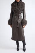 Stand Studio Monica Lambskin & Genuine Shearling Coat