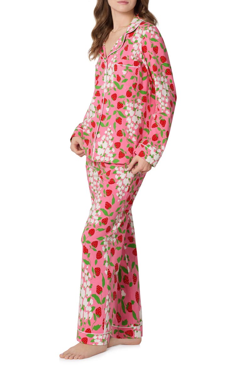 Print Stretch Organic Cotton Pajamas, Alternate, color, SPRING BERRY