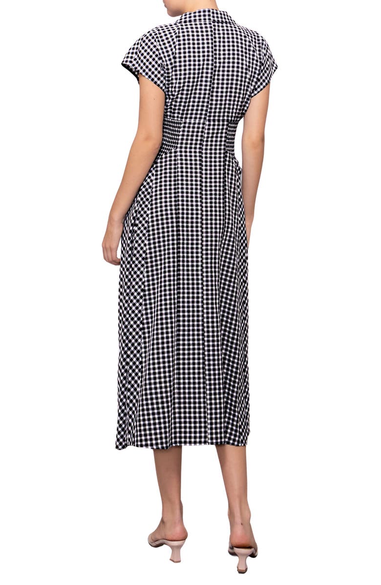 MELLODAY Gingham Smocked Waist Maxi Dress, Alternate, color, Black White Gingham