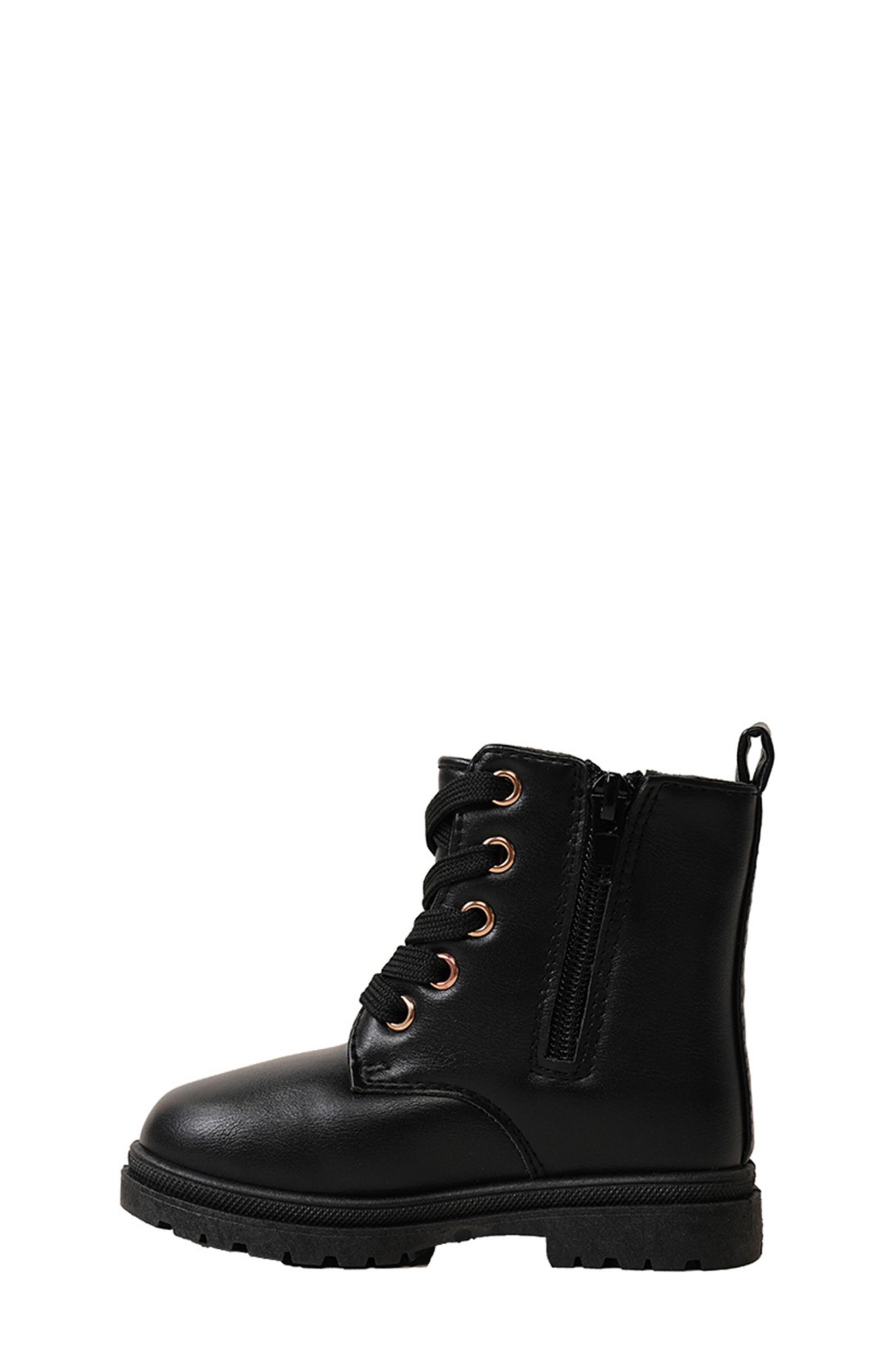 Kids' Lace Up Combat Boot, Alternate, color, BLACK