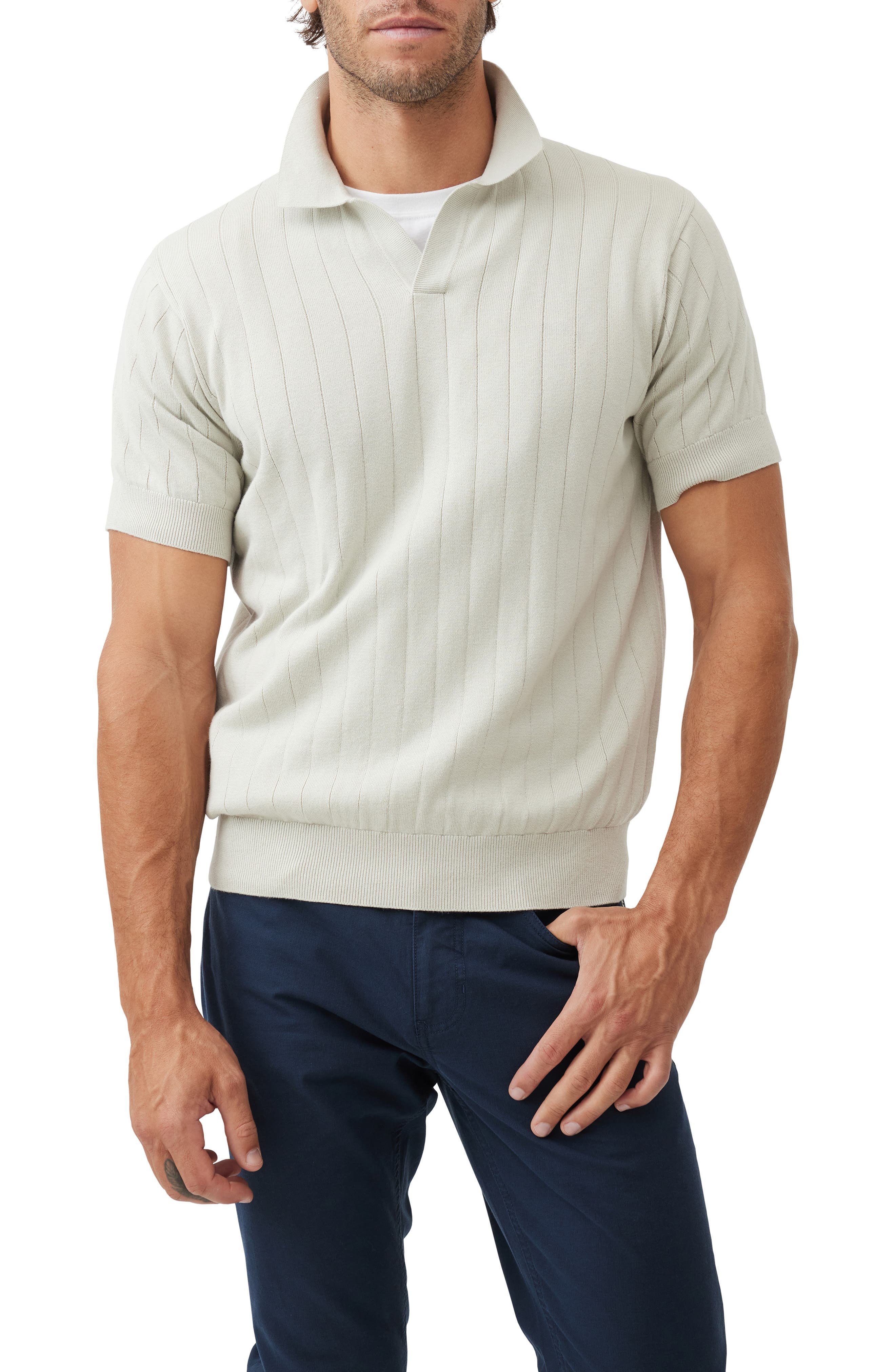 Frey's Crescent Rib Cotton Sweater Polo