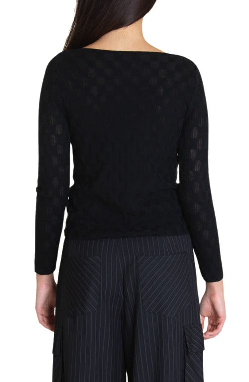 Find Me Now Melody Sheer Circle Long Sleeve Top In Black