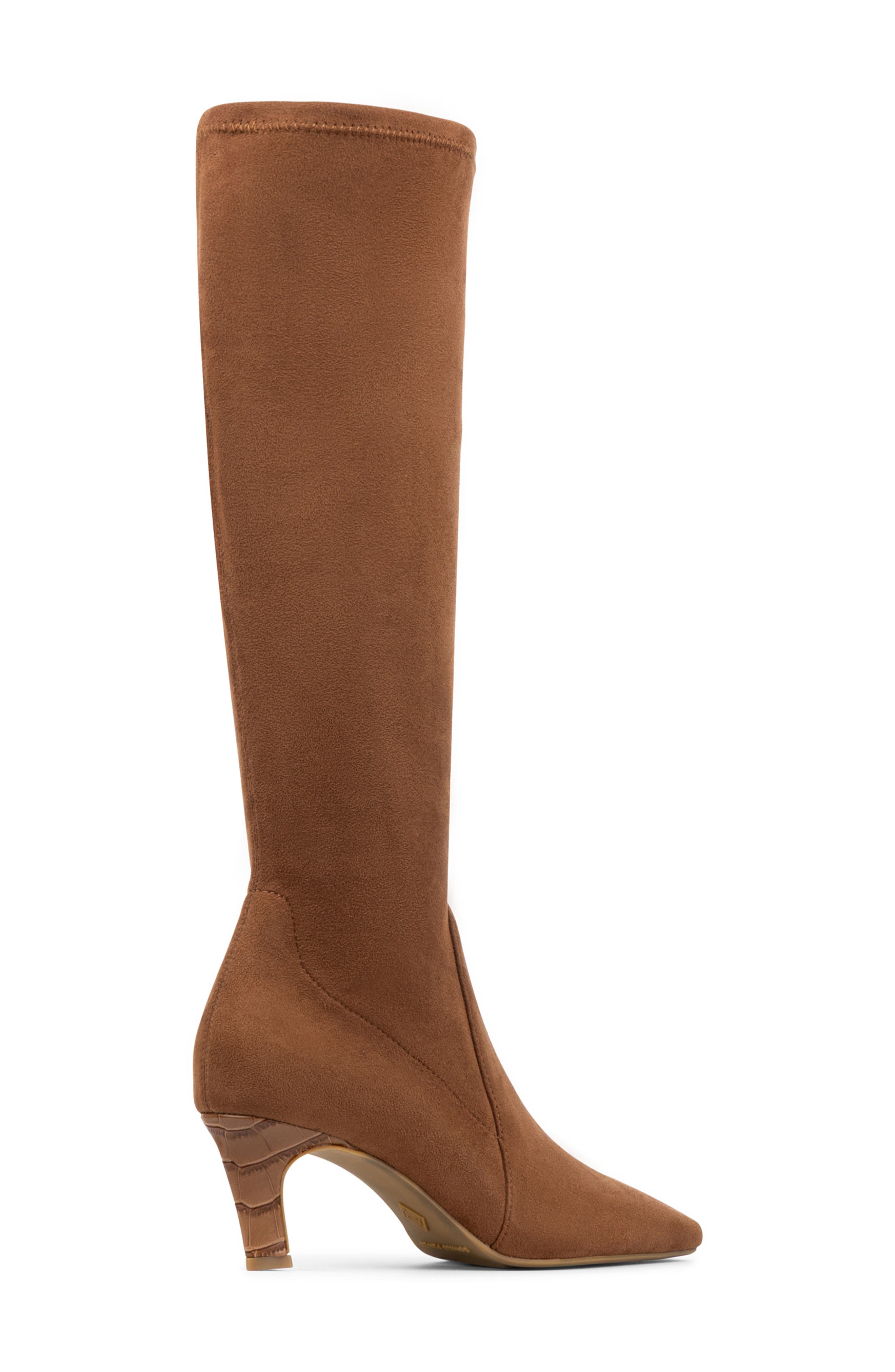 Kitten Heel Knee High Boot, Alternate, color, SADDLE