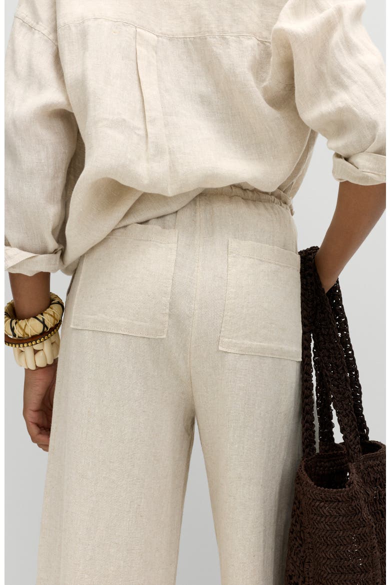 Linen Blend Wide Leg Drawstring Pants, Alternate, color, OATMEAL BEIGE