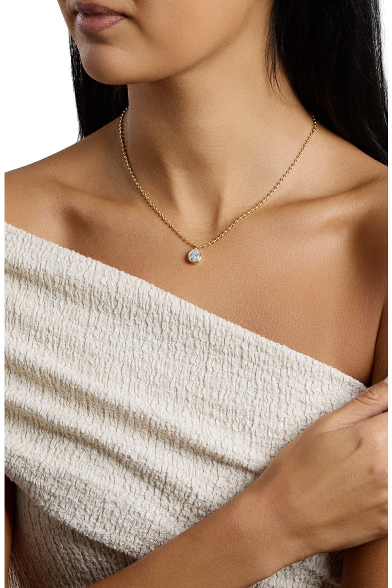 Modern Muse Teardrop Bezel Beaded Necklace, Alternate, color, GOLD