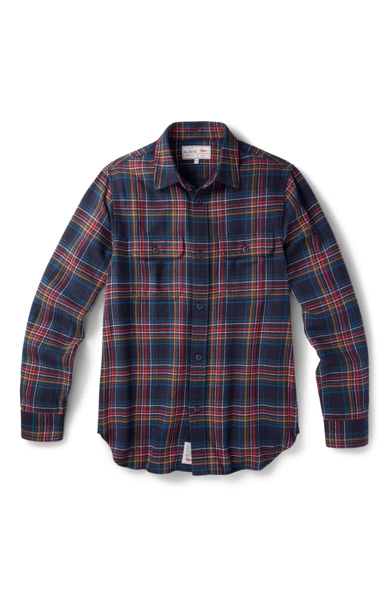 Aubin Crowle Button Up Flannel Shirt, Alternate, color, Black Check