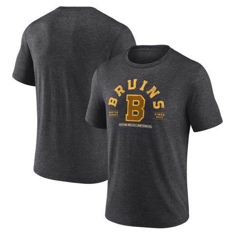 Men's Fanatics Branded  Heather Charcoal Boston Bruins Centennial The Early Years Tri-Blend T-Shirt