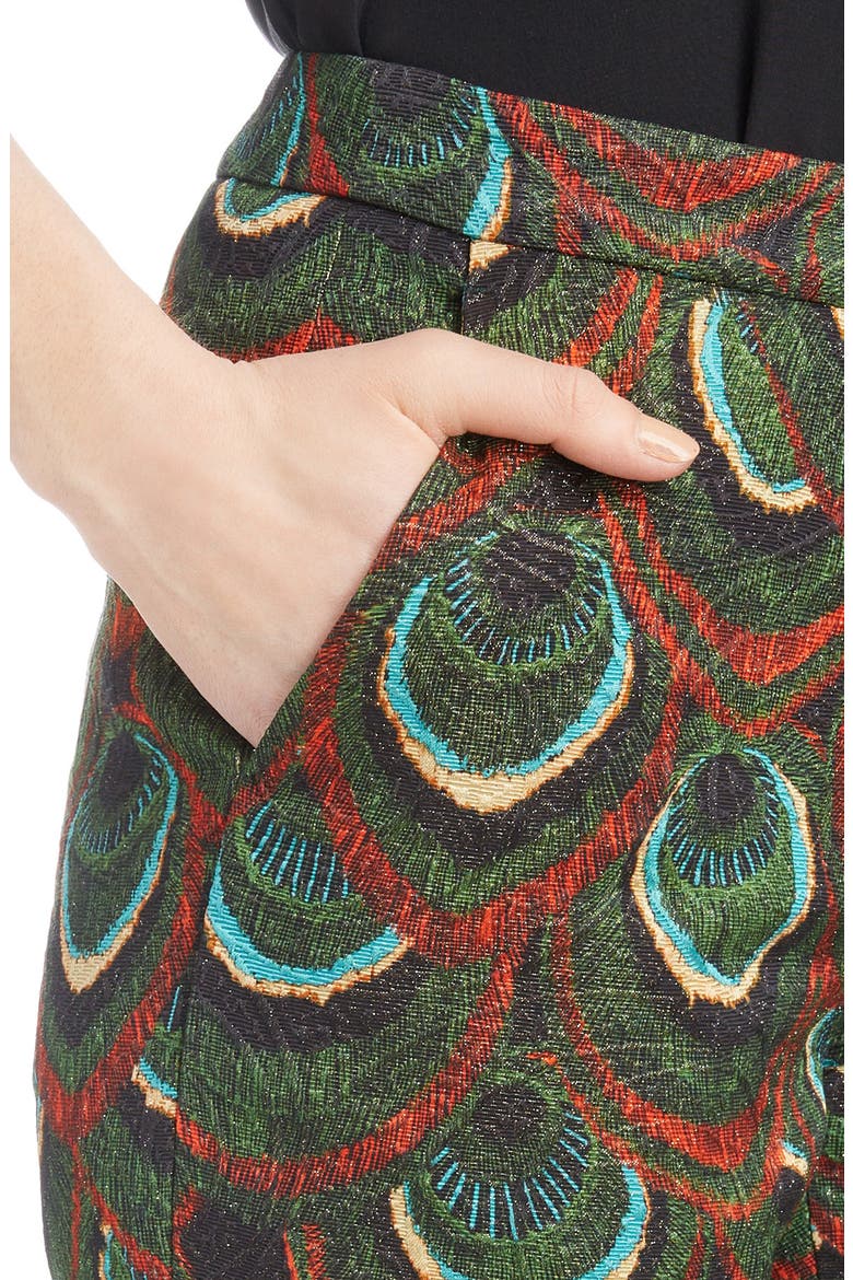 Peacock Print Crop Pants, Alternate, color, GREEN