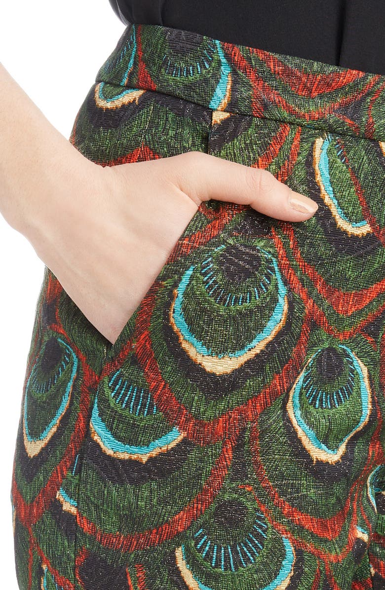 Dries Van Noten Peacock Print Crop Pants, Alternate, color, 