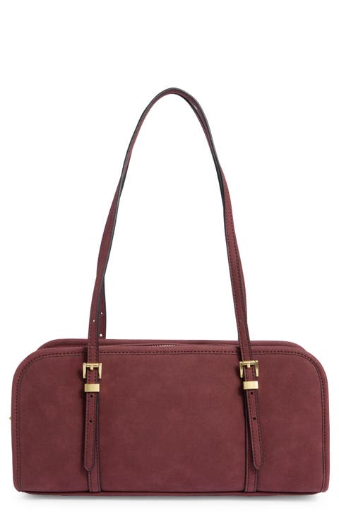 Suede East/West Shoulder Bag