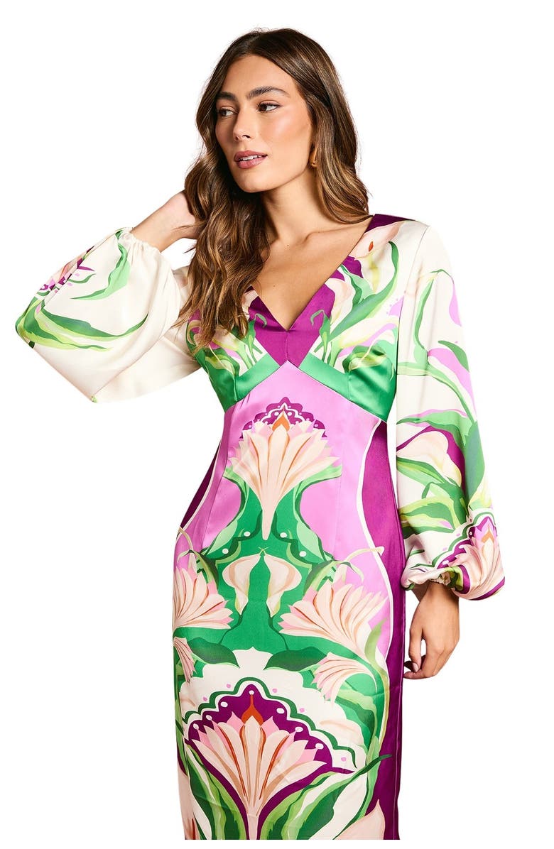 Coast Long Sleeve Placement Print Midi Dress, Alternate, color, Multi