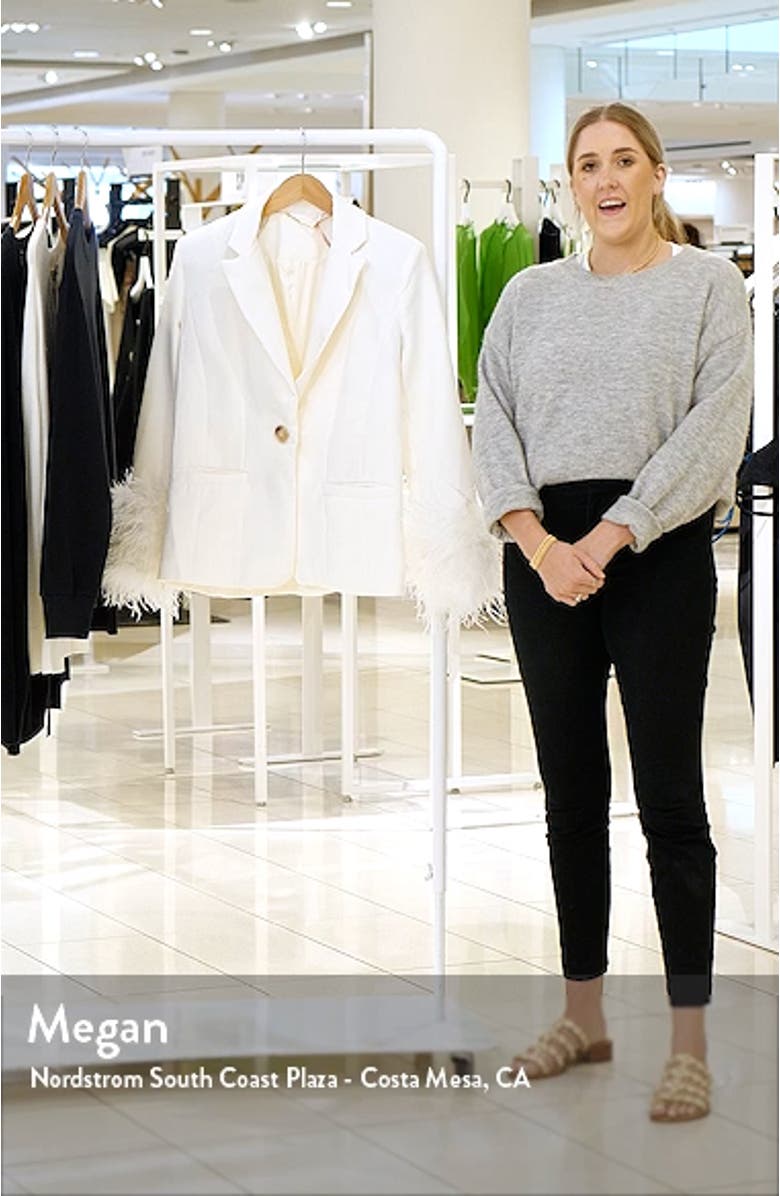 Iman Feather Trim Oversize Crepe Blazer, sales video thumbnail