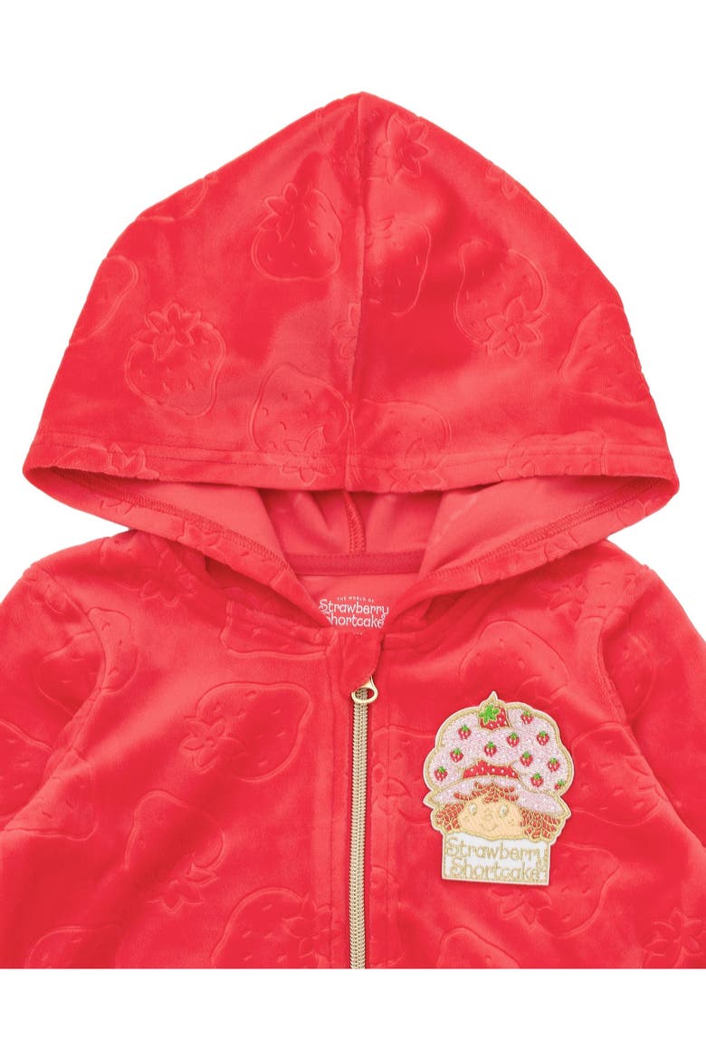 Velour Hoodie and Pants Set, Alternate, color, Strawberry Cayenne