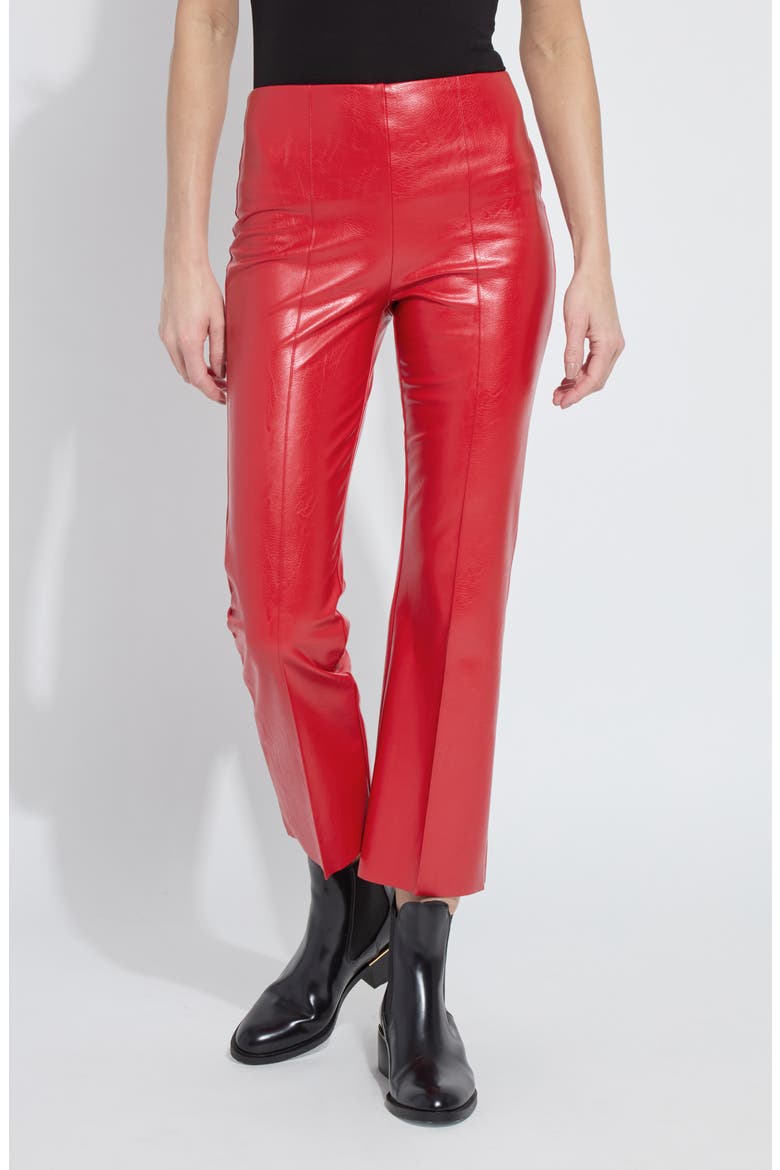 'Lyssentials Elysse Faux Leather Ankle Bootcut Pants, Main, color, EXTRA ORDINARY RED