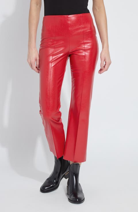 'Lyssentials Elysse Faux Leather Ankle Bootcut Pants