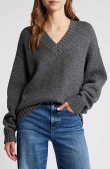 FRAME Chunky V-Neck Wool & Cashmere Sweater