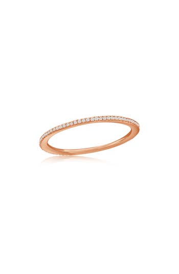 Suzy Levian Diamonds 14k Rose Gold Diamond Stackable Eternity Ring In Pink