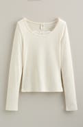 Treasure & Bond Kids' Peekaboo Lace Cotton Blend Rib Top