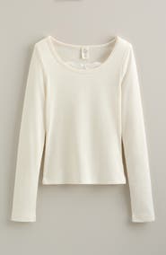 Treasure & Bond Kids' Peekaboo Lace Cotton Blend Rib Top