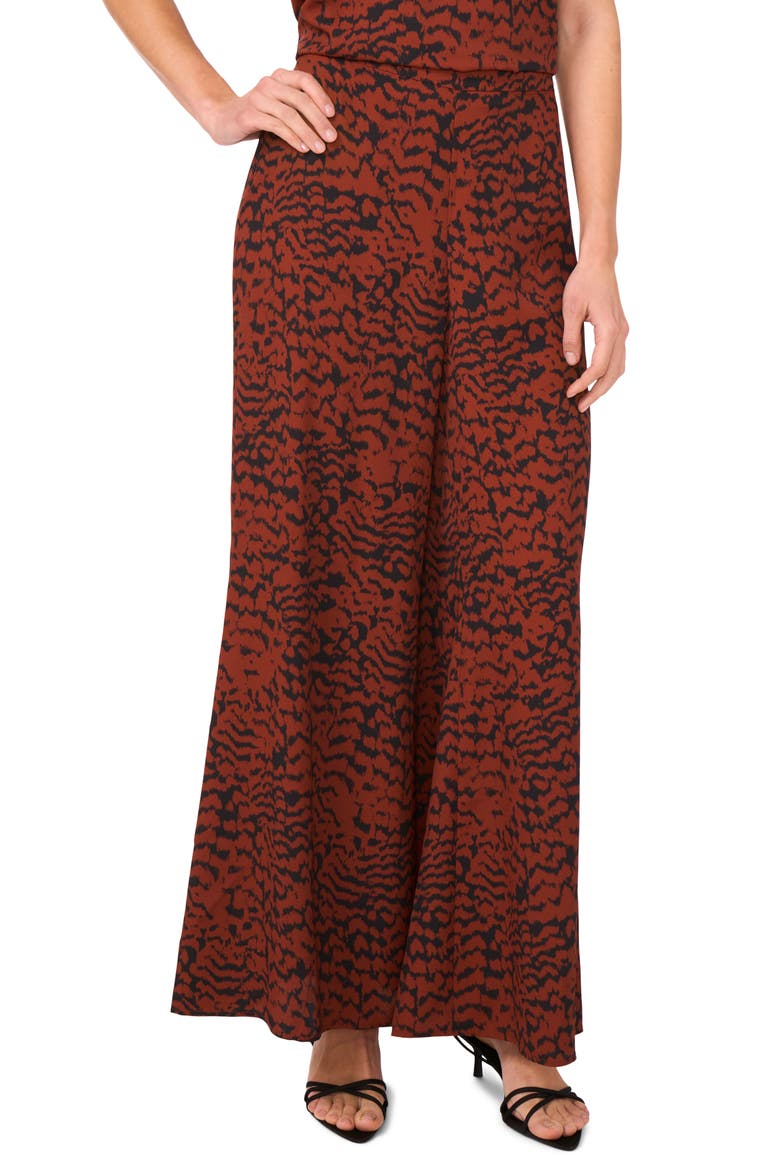 Animal Print Wide Leg Pants, Main, color, BURNT HENNA