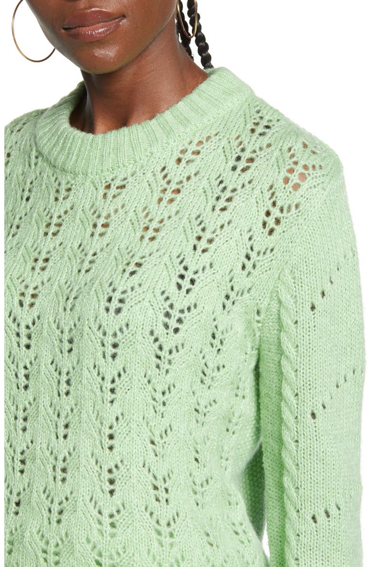 Pointelle Knit Sweater, Alternate, color, MINT
