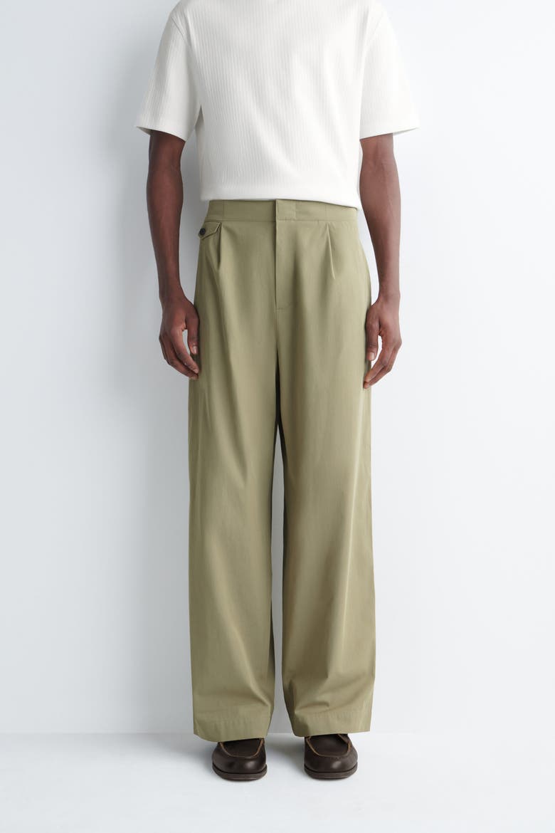 Pocket-detail Relaxed-fit Wide-leg Pants, Alternate, color, KHAKI