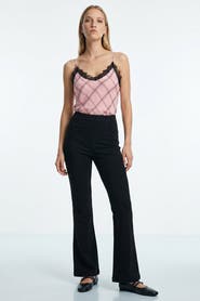 Exquise High Waisted Flared Knit Trousers