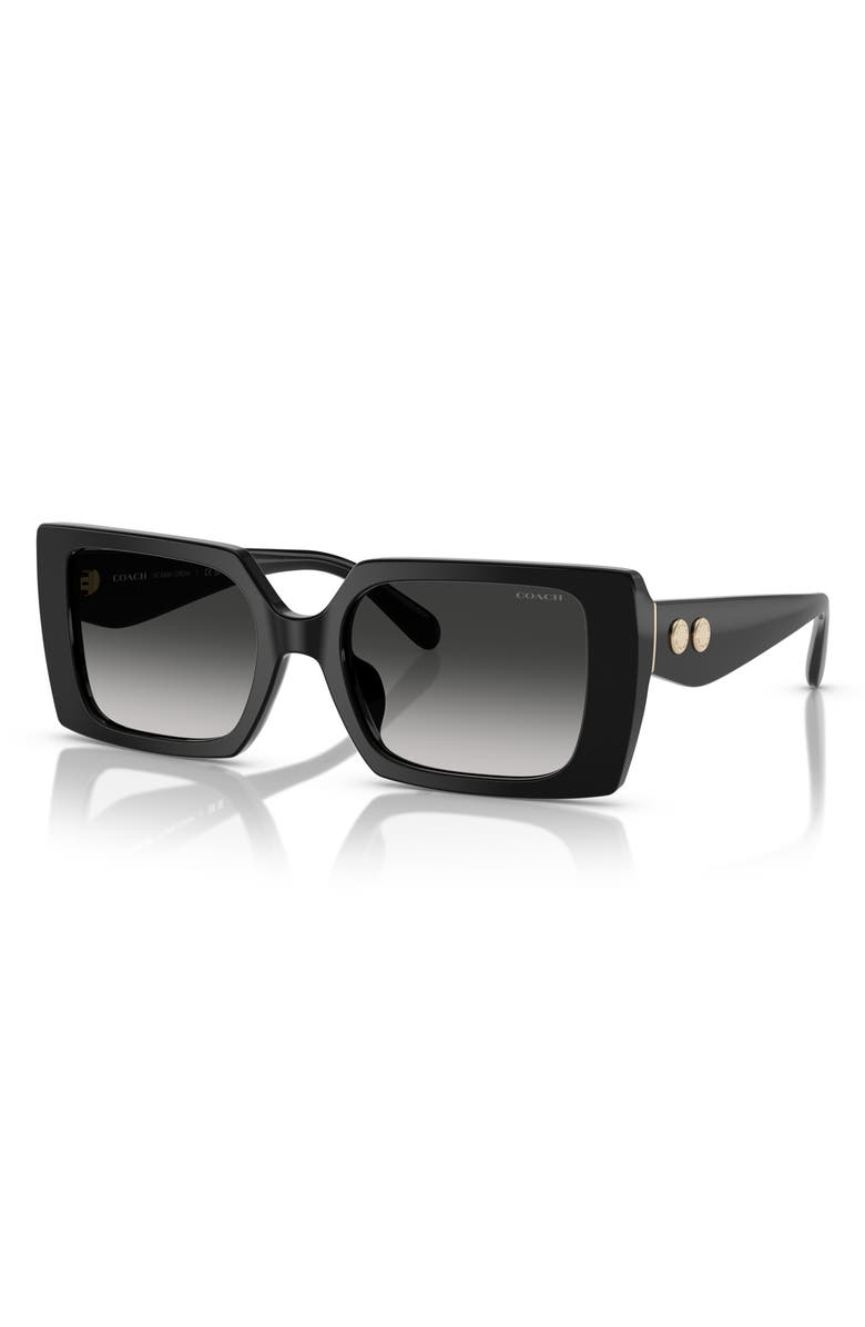 COACH 53mm Gradient Square Sunglasses, Alternate, color, Black