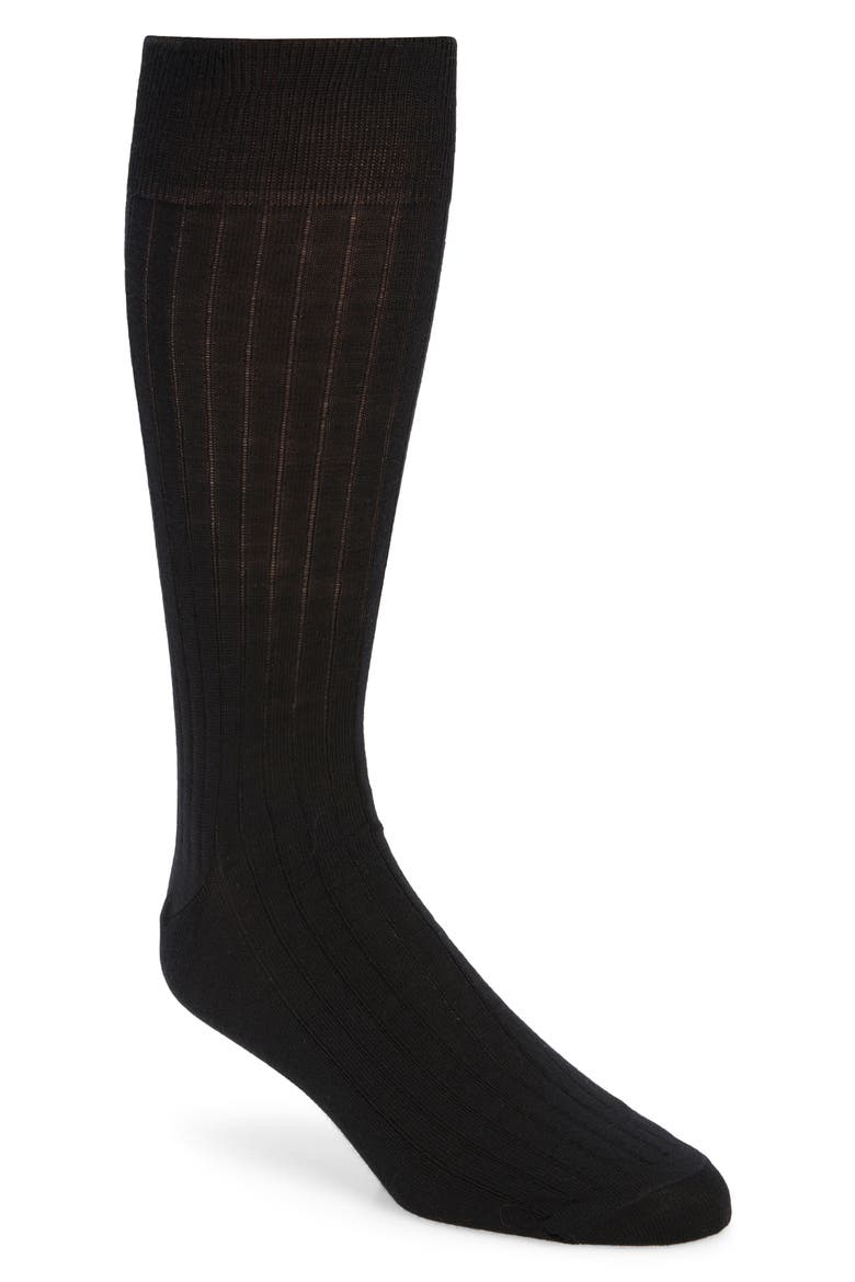 Merino Wool Blend Dress Socks, Main, color, BLACK