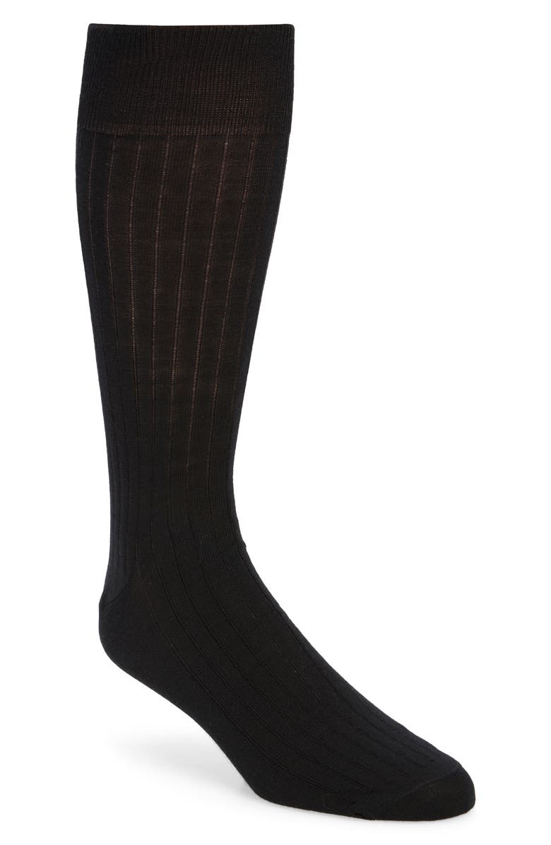 Nordstrom Merino Wool Blend Dress Socks, Main, color, Black
