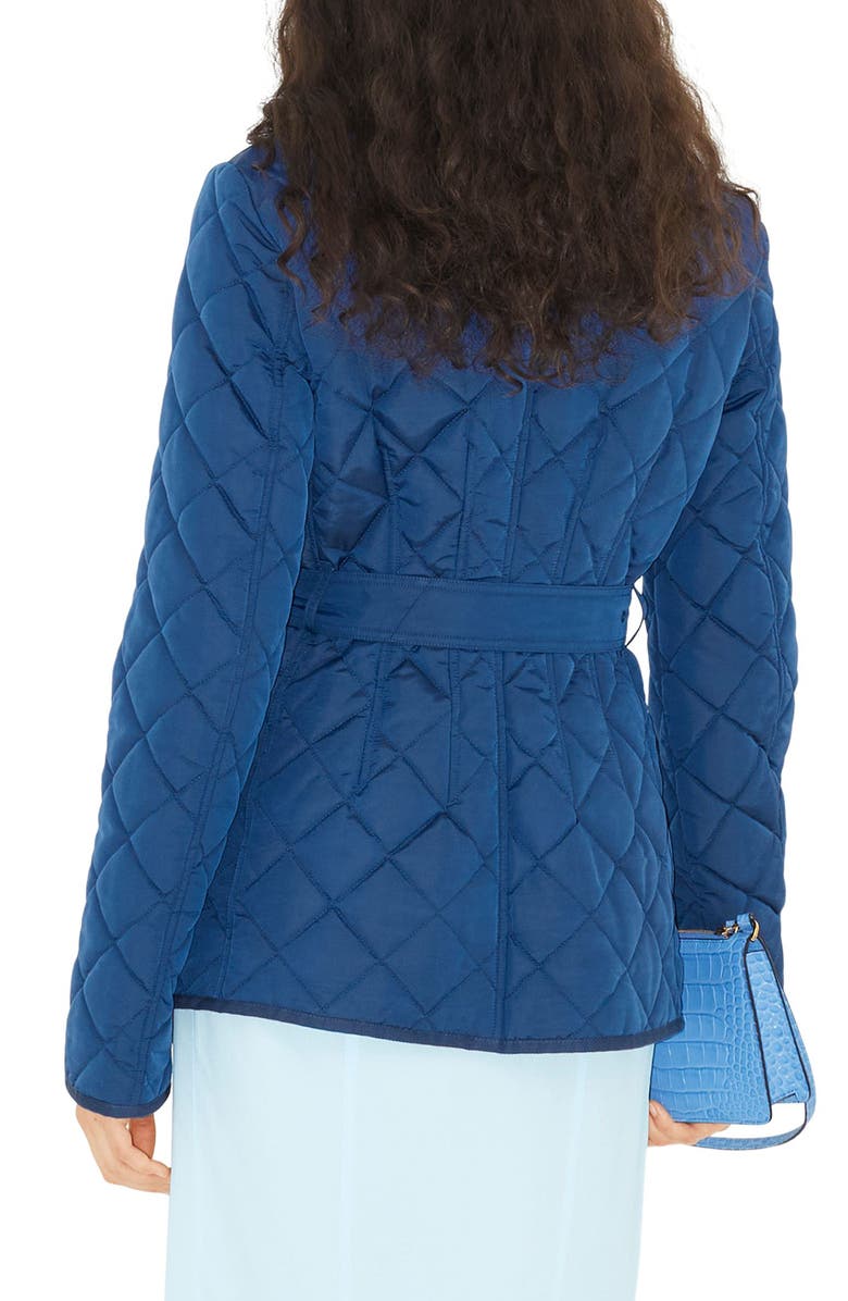 Burberry Pett Diamond Quilted Belted Jacket, Alternate, color, 