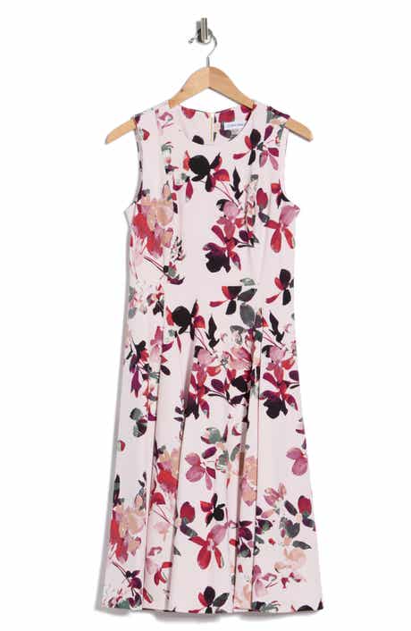 Calvin Klein Floral Sleeveless Fit & Flare Midi Dress