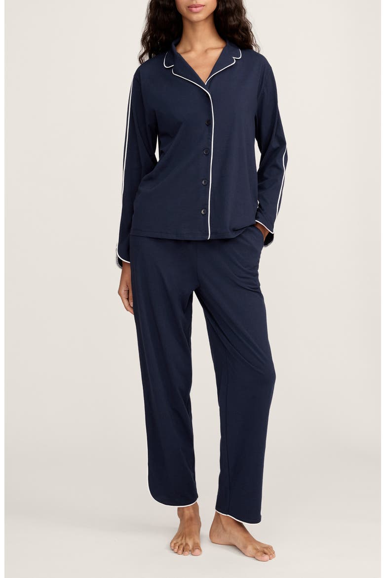 Margaux Lightweight Pima Cotton Pajamas, Main, color, NAVY