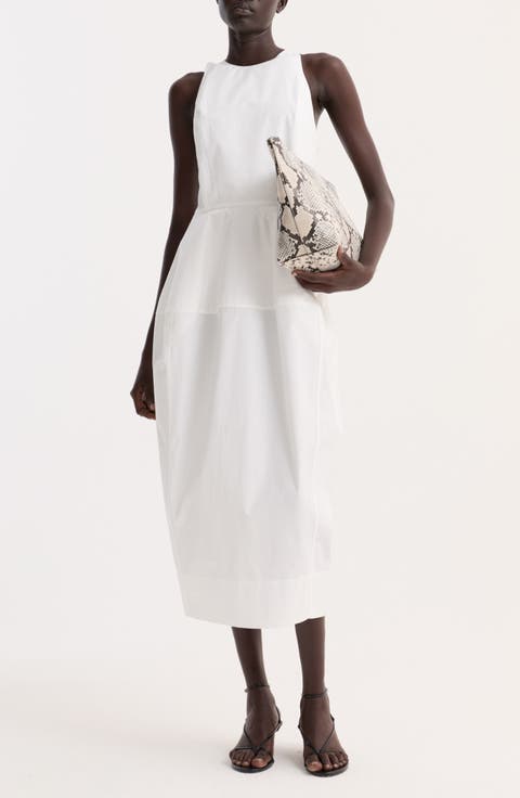 Sculptural Cotton Poplin Midi Dress