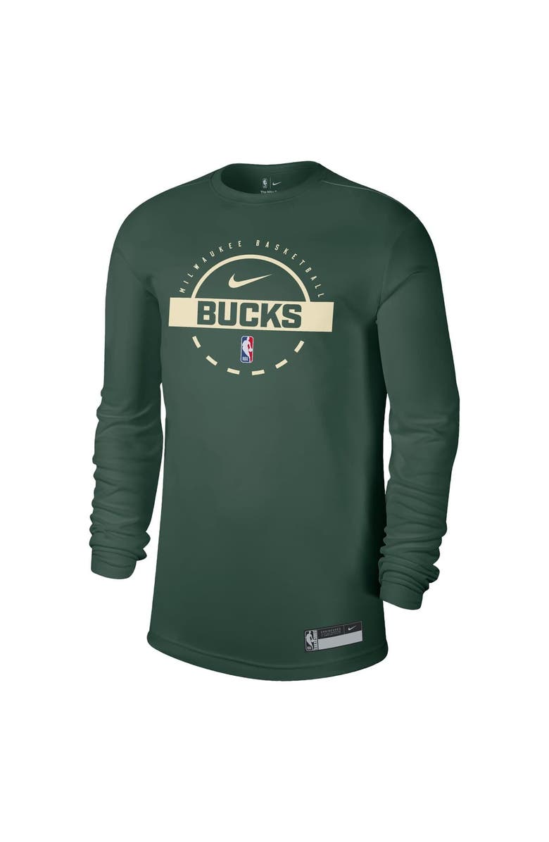 Nike Men's Nike Hunter Green Milwaukee Bucks 2025/26 On-Court Flare Performance Practice Long Sleeve T-Shirt, Alternate, color, Hunter Green