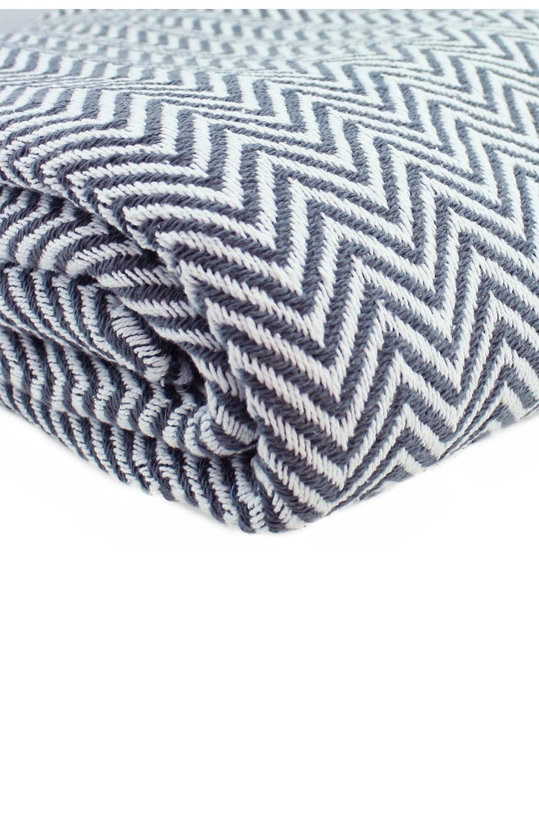 MELANGE HOME Cotton Herringbone Blanket, Alternate, color, Grey