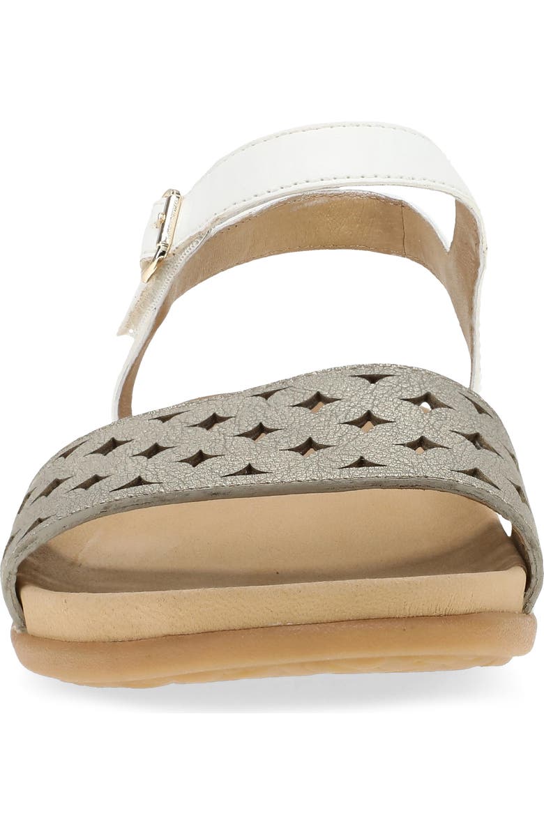 Dansko Jodie Ankle Strap Sandal, Alternate, color, Platino/ White Leather