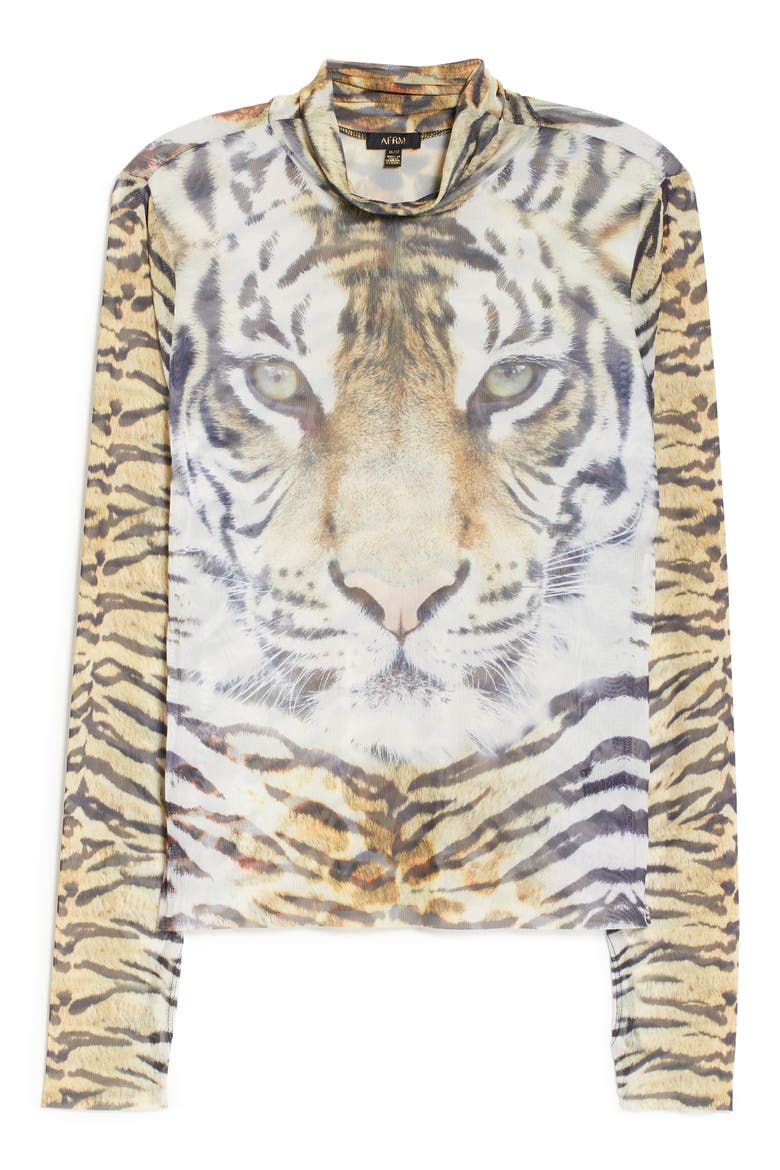 Zadie Semi Sheer Turtleneck, Alternate, color, WILD TIGER
