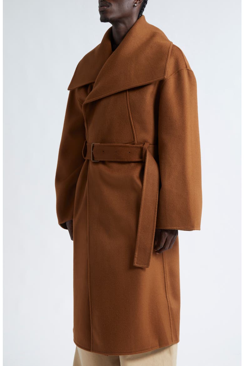 Belted Oversize Wool Wrap Coat, Alternate, color, TOBACCO