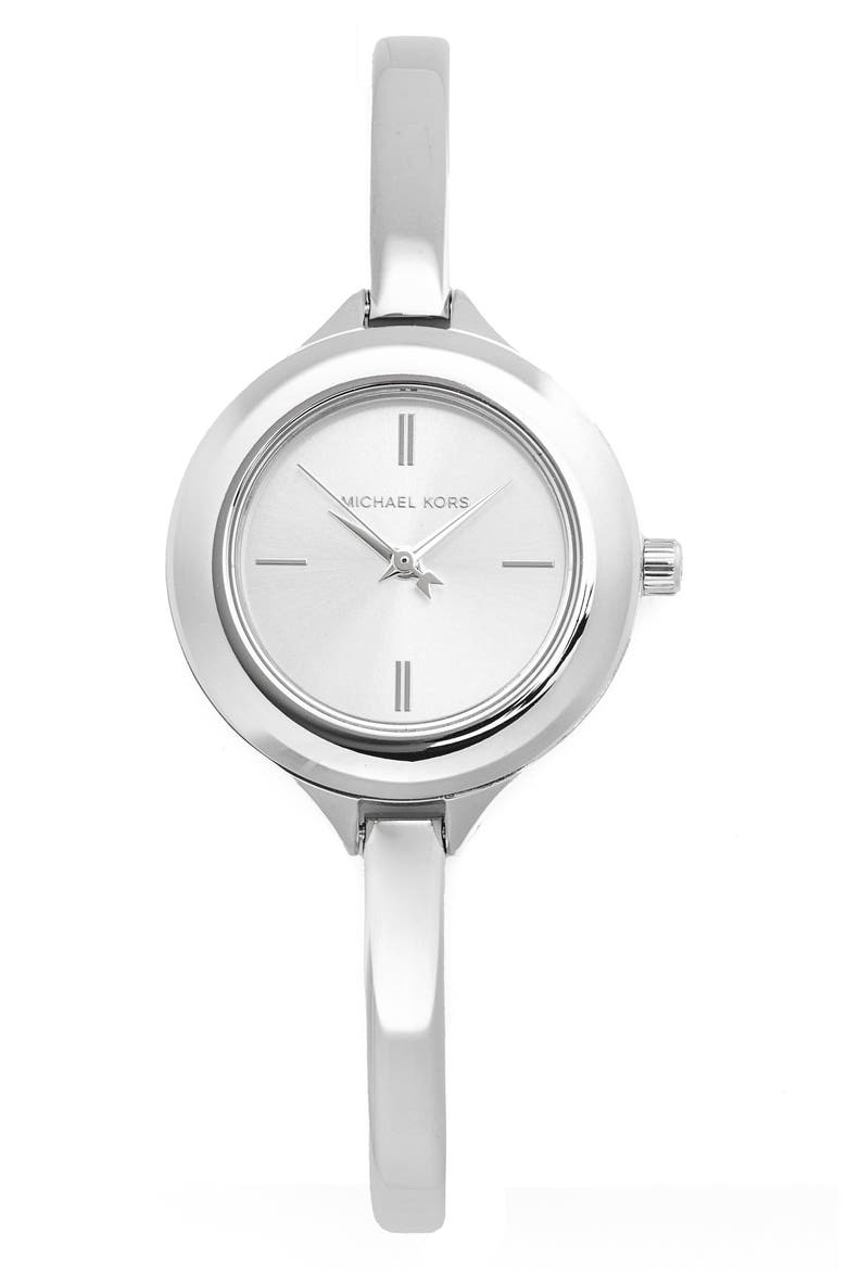 Izzy Three-Hand Bangle Watch, 28mm, Main, color, SILVER